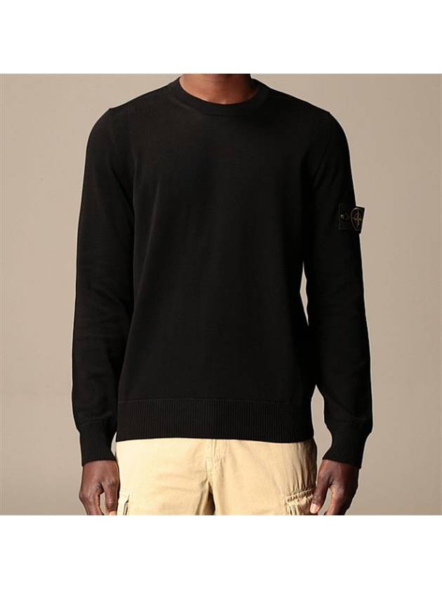 Wappen Patch Cotton Knit Top Black - STONE ISLAND - BALAAN 6