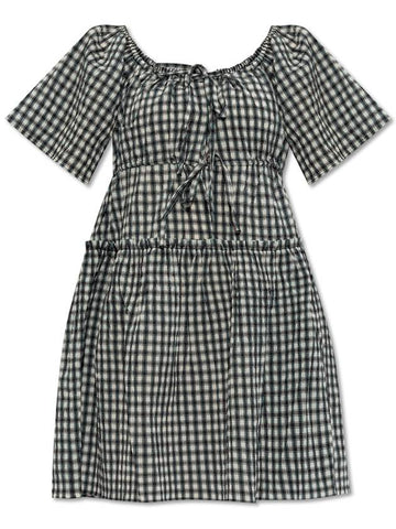 Ganni Ganni Checkered Pattern Dress, Women's, Black - GANNI - BALAAN 1