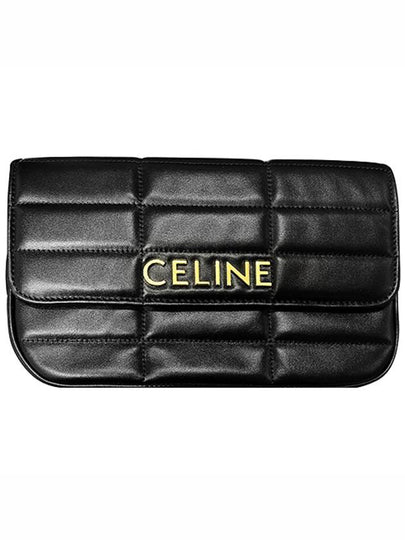 Monochrome Matelasse Quilted Calfskin Chain Shoulder Bag Black - CELINE - BALAAN 2