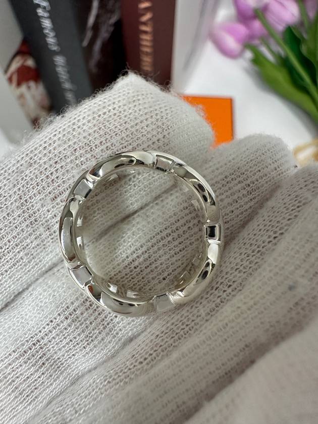 Small Chaine D'Ancre Enchainee Ring Silver - HERMES - BALAAN 7