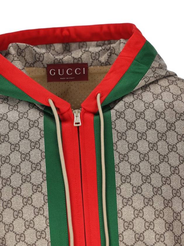 Web Technical Jersey Zip Jacket Beige Ebony - GUCCI - BALAAN 4