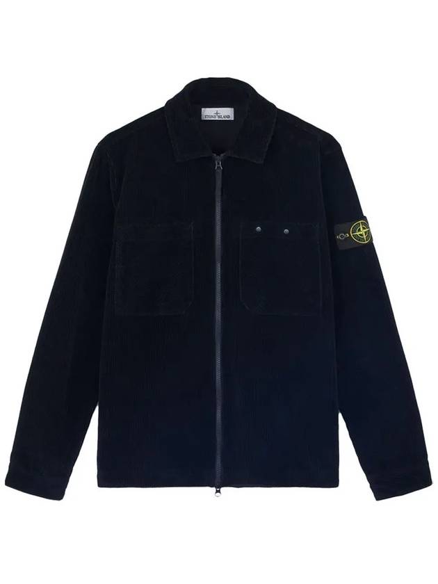 Organic Cotton Corduroy Zip-Up Jacket Navy - STONE ISLAND - BALAAN 2