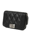 Boy Vintage Silver Hardware Quilted Caviar Zipper Card Wallet Black - CHANEL - BALAAN 4