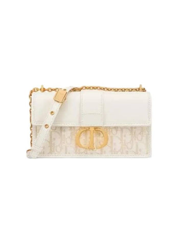 30 Montaigne East West Oblique Jacquard Chain Shoulder Bag Latte - DIOR - BALAAN 1