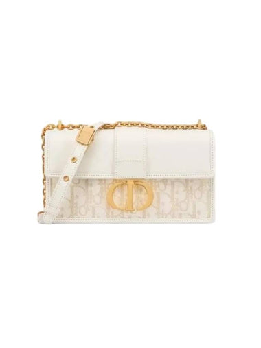 30 Montaigne East West Oblique Jacquard Chain Shoulder Bag Latte - DIOR - BALAAN 1