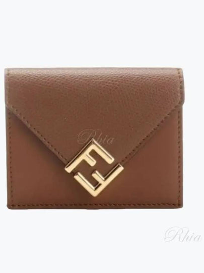 FF Diamond Calf Leather Half Wallet Brown - FENDI - BALAAN 2