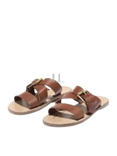 Resin Coated Leather Margaret Flat Sandals Brown - GOLDEN GOOSE - BALAAN 2