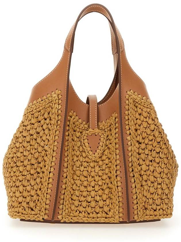 T Timeless Raffia Leather Shopping Tote Bag Brown - TOD'S - BALAAN 4