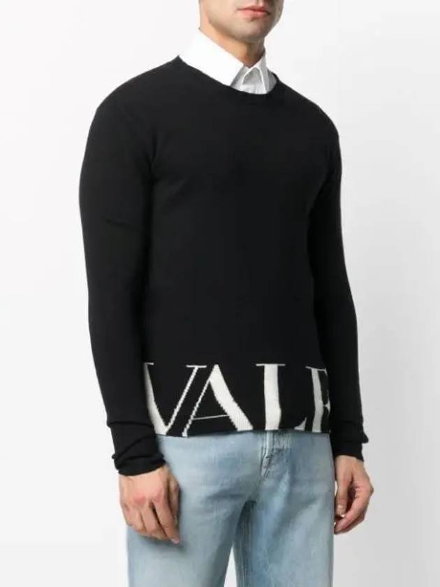 VLTN Logo Cashmere Knit Top Black - VALENTINO - BALAAN 3