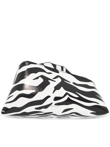 black and white zebra print calfskin clutch with zip - THE ATTICO - BALAAN 1