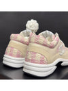 CC Logo Cotton Tweed Suede Calfskin Low Top Sneakers Pink Ecru - CHANEL - BALAAN 10