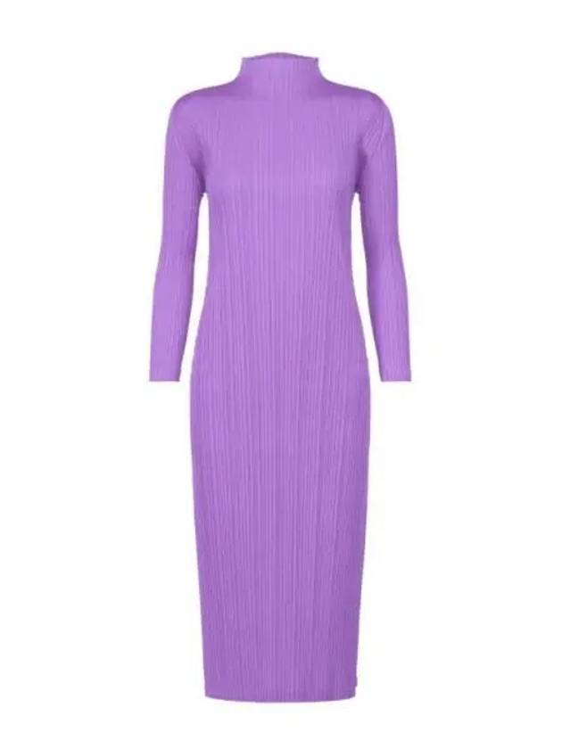 Monthly Color September Pleats Long Sleeve Midi Dress Purple - ISSEY MIYAKE - BALAAN 1