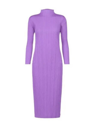 Monthly Color September Pleats Long Sleeve Midi Dress Purple - ISSEY MIYAKE - BALAAN 1