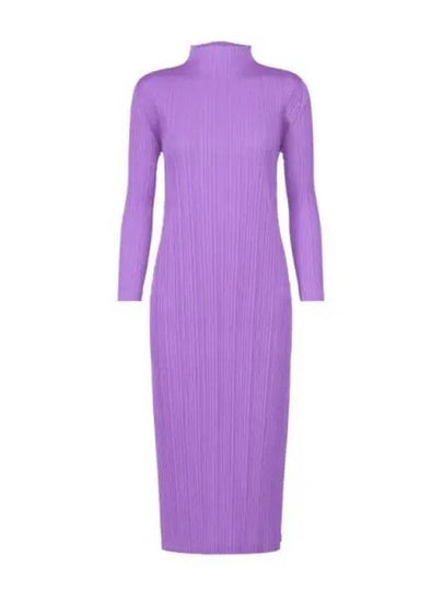 Monthly Color September Pleats Long Sleeve Midi Dress Purple - ISSEY MIYAKE - BALAAN 2