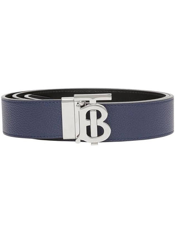 Reversible Monogram Leather Belt Navy - BURBERRY - BALAAN 1