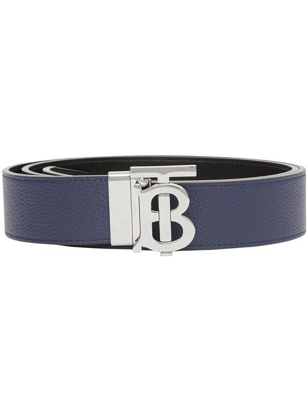 Reversible Monogram Leather Belt Navy - BURBERRY - BALAAN 1