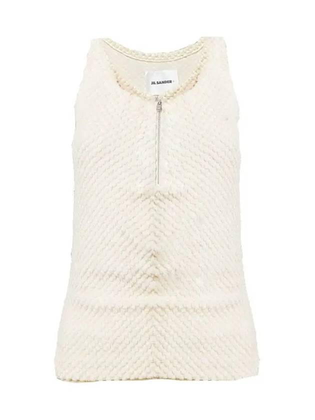 Half Zip Up Towel Sleeveless Beige - JIL SANDER - BALAAN 4