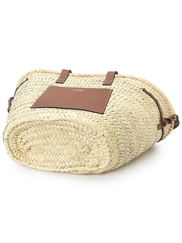 Cadix Drawstring Raffia Tote Bag Natural Cognac - ISABEL MARANT - BALAAN 5