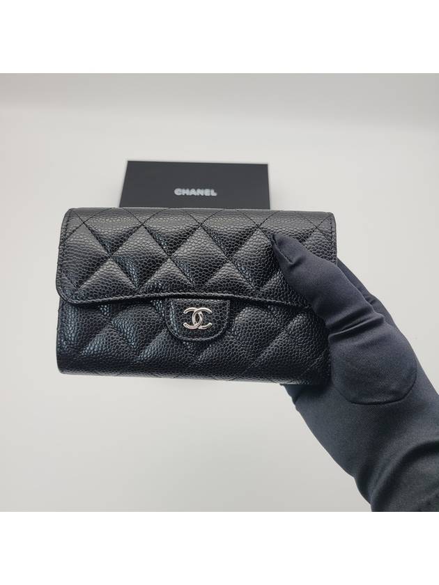 Classic medium wallet caviar black silver plate - CHANEL - BALAAN 8