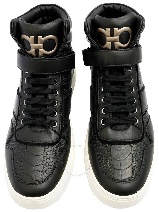 Salvatore embossed logo high-top sneakers black - SALVATORE FERRAGAMO - BALAAN 4