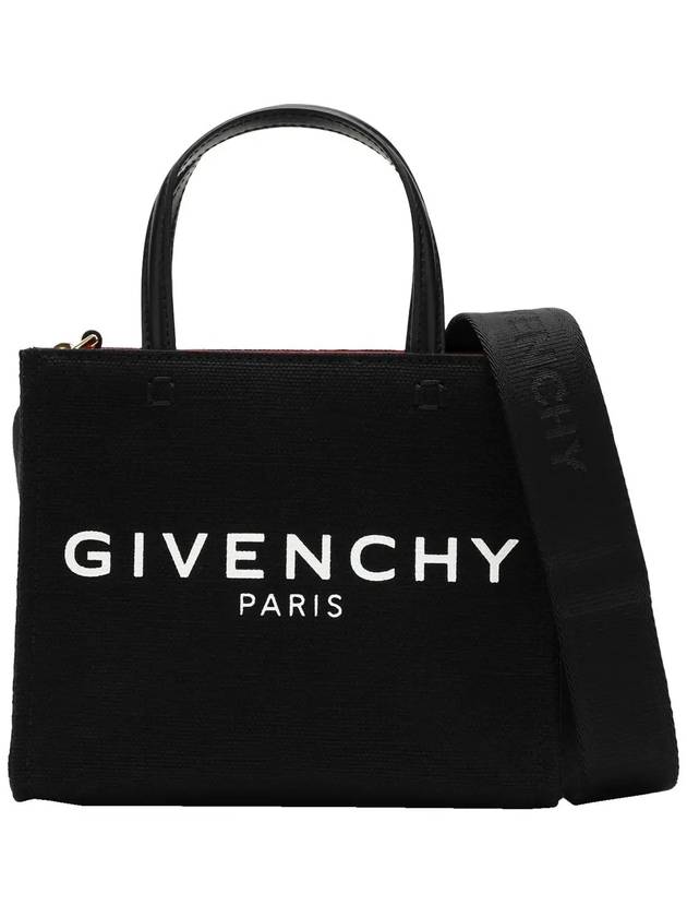 Mini G-Tote Shopping Bag In Canvas Black - GIVENCHY - BALAAN 3