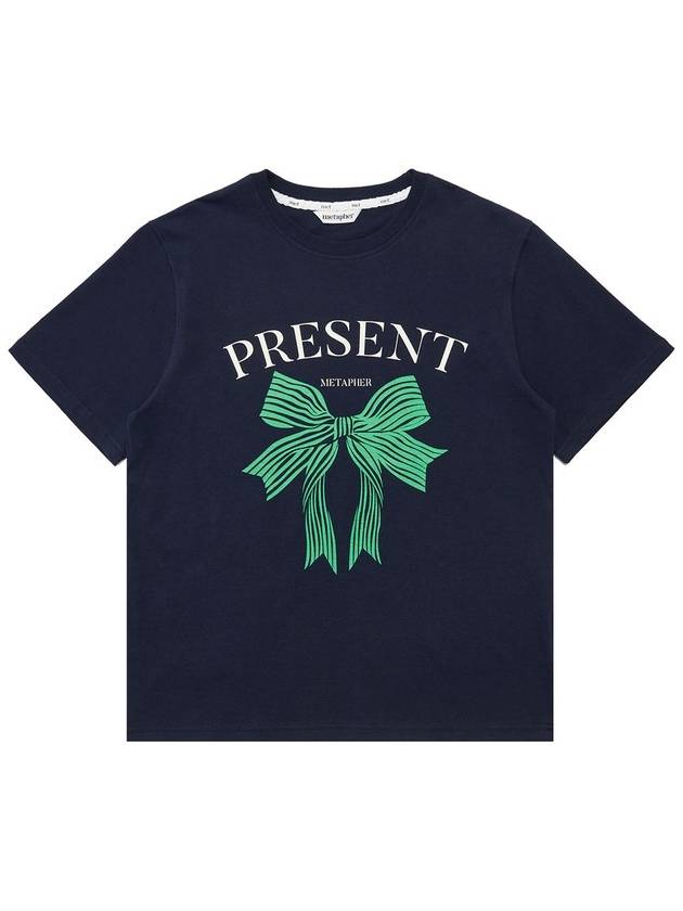 Present Printing Short Sleeves T Shirt Navy - METAPHER - BALAAN 5