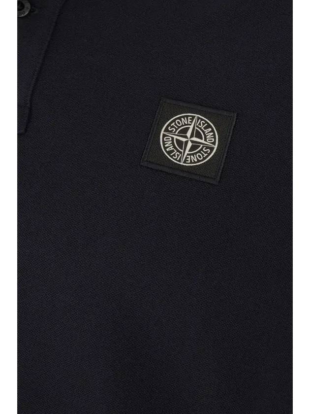 Stretch Cotton Pique Short Sleeve Polo Shirt Navy - STONE ISLAND - BALAAN 5