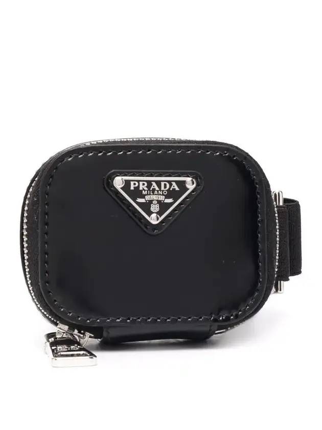 Triangle Logo Armband Leather Pouch Bag Black - PRADA - BALAAN 1