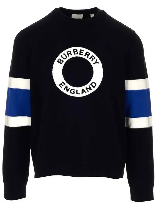 Men's Logo Graphic Applique Wool Cashmere Knit Top Black - BURBERRY - BALAAN 2