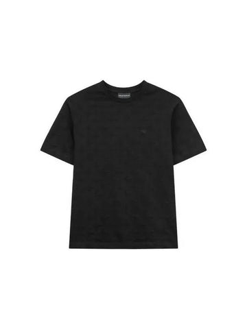 Men s Round Pattern Cotton T Shirt Black - EMPORIO ARMANI - BALAAN 1