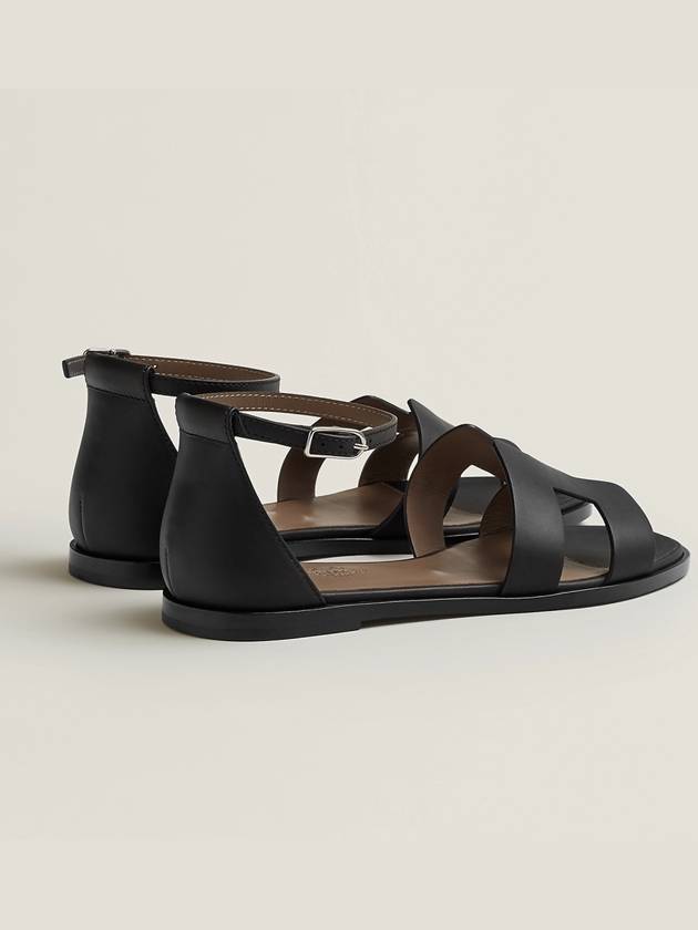 Santorini Sandal Calfskin & Noir - HERMES - BALAAN 5