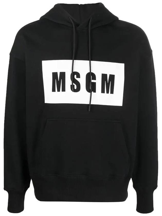 Box Logo Print Cotton Hoodie Black - MSGM - BALAAN 3