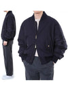 4 Bar Oversized Down Bomber Jacket Navy - THOM BROWNE - BALAAN 3