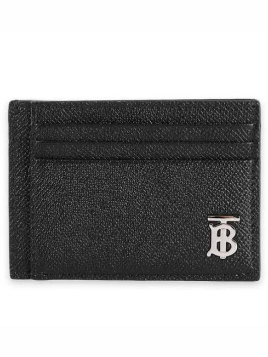 TB Money Clip Grainy Leather Card Wallet Black - BURBERRY - BALAAN 2