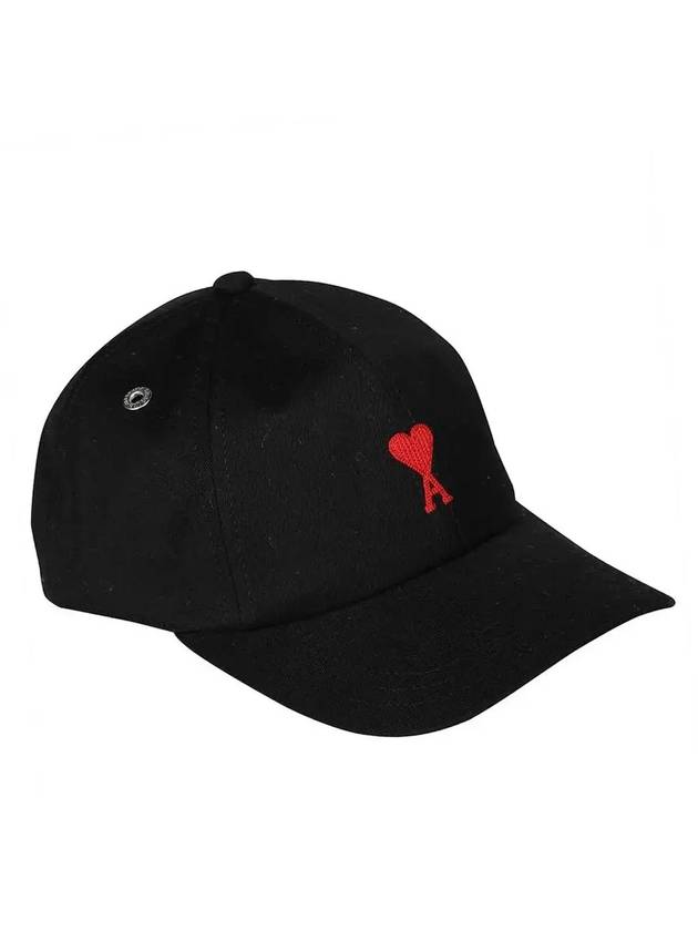 Embroidery Heart Logo Ball Cap Black - AMI - BALAAN 1