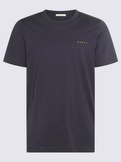 Logo Cotton Short Sleeve T-Shirt Midnight Blue - MARNI - BALAAN 2