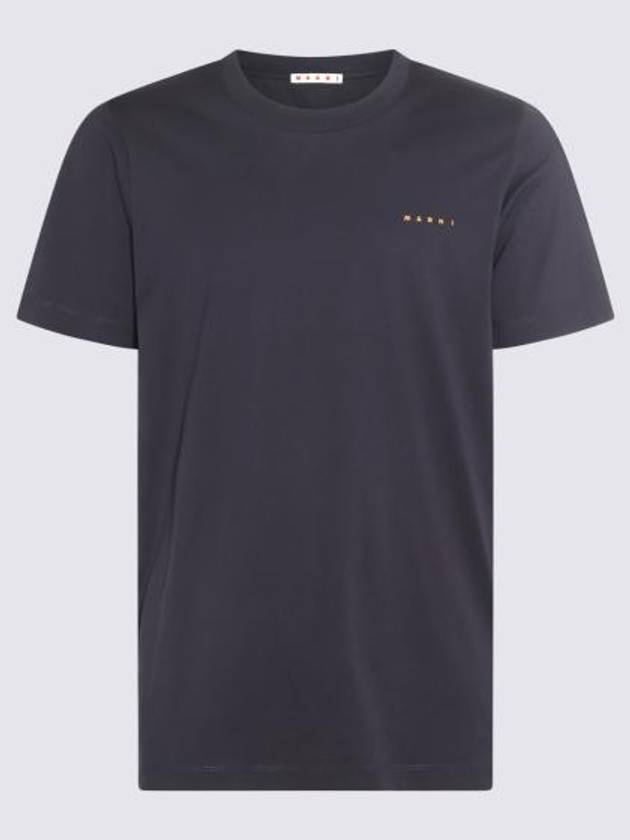 Logo Cotton Short Sleeve T-Shirt Midnight Blue - MARNI - BALAAN 2