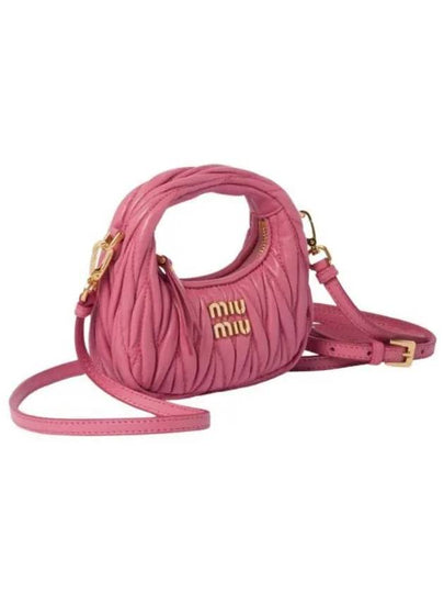 Wander Matelasse Micro Nappa Leather Hobo Mini Bag Begonia Pink - MIU MIU - BALAAN 2