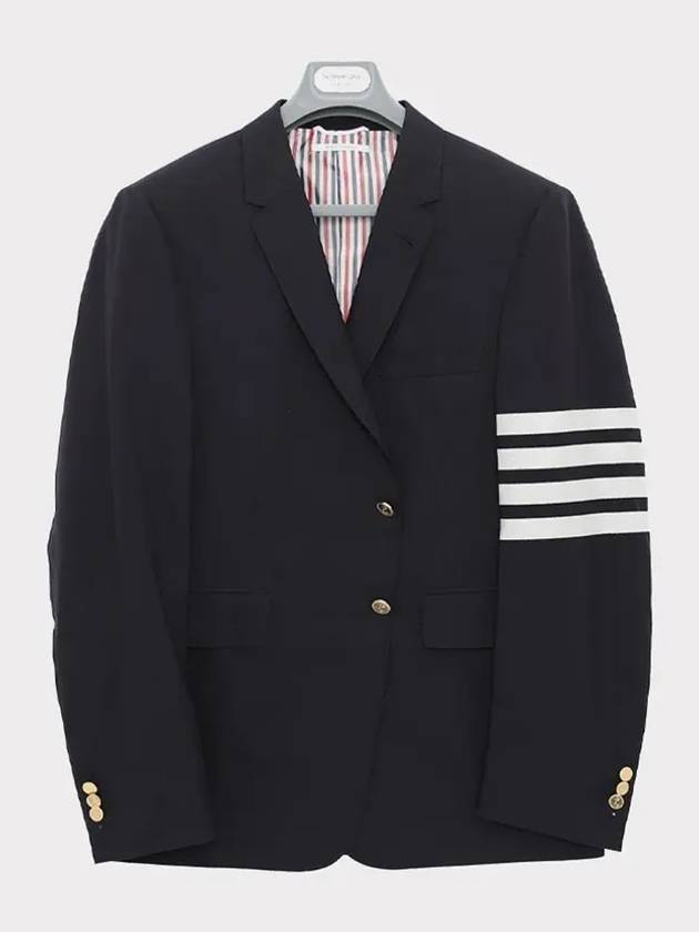 Plain Weave Suiting 4 Bar Classic Sport Jacket Jacket Navy - THOM BROWNE - BALAAN 3