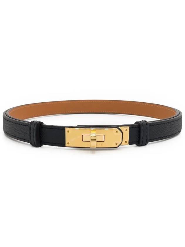 Kelly belt black gold engraved W 4HA1186 - HERMES - BALAAN 1