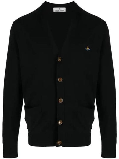 ORB Logo V-Neck Cardigan Black - VIVIENNE WESTWOOD - BALAAN 2