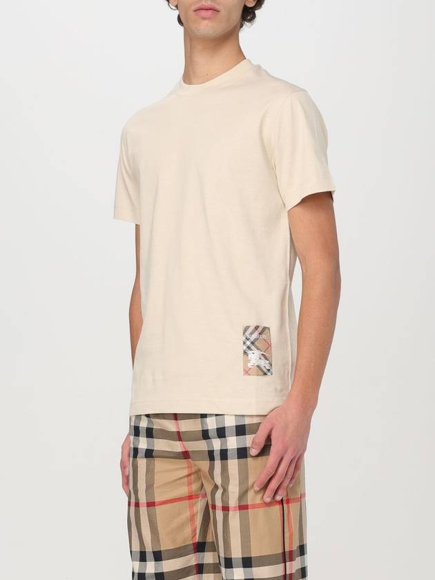 Check Label Cotton Short Sleeve T-Shirt Beige - BURBERRY - BALAAN 5