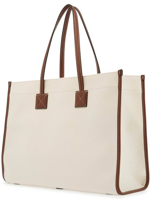 Medium Two-Tone Canvas and Leather Freya Tote Bag Natural Tan - BURBERRY - BALAAN 3