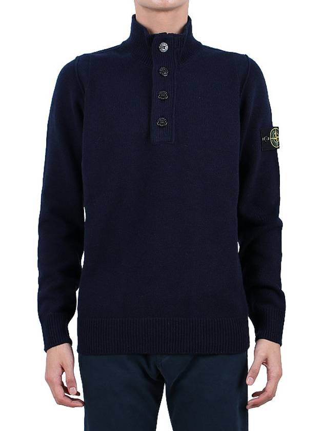 Wappen Patch Button Knit Top Navy - STONE ISLAND - BALAAN 3