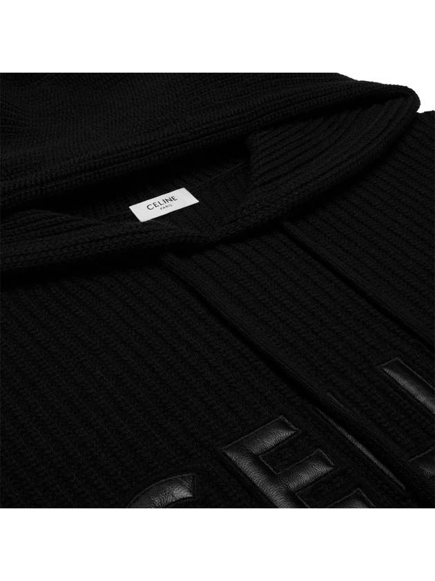 Logo Monochromic Wool Hoodie Black - CELINE - BALAAN 4