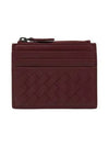 Intrecciato zipper card wallet burgundy - BOTTEGA VENETA - BALAAN 1