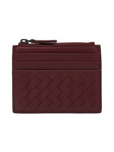 Intrecciato zipper card wallet burgundy - BOTTEGA VENETA - BALAAN 1