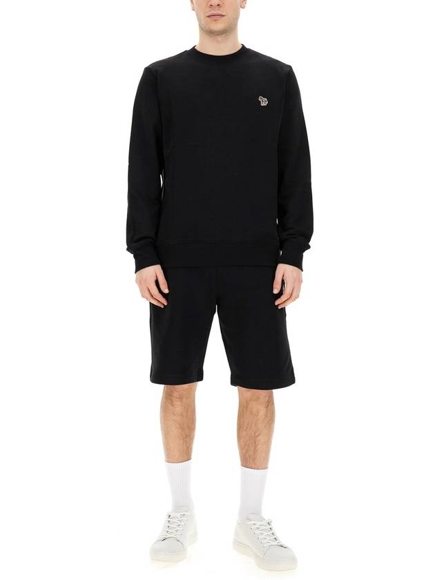 Zebra Patch Organic Cotton Sweatshirt Black - PAUL SMITH - BALAAN 5