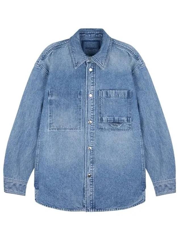 Back Logo Corduroy Denim Long Sleeve Shirt Blue - WOOYOUNGMI - BALAAN 3