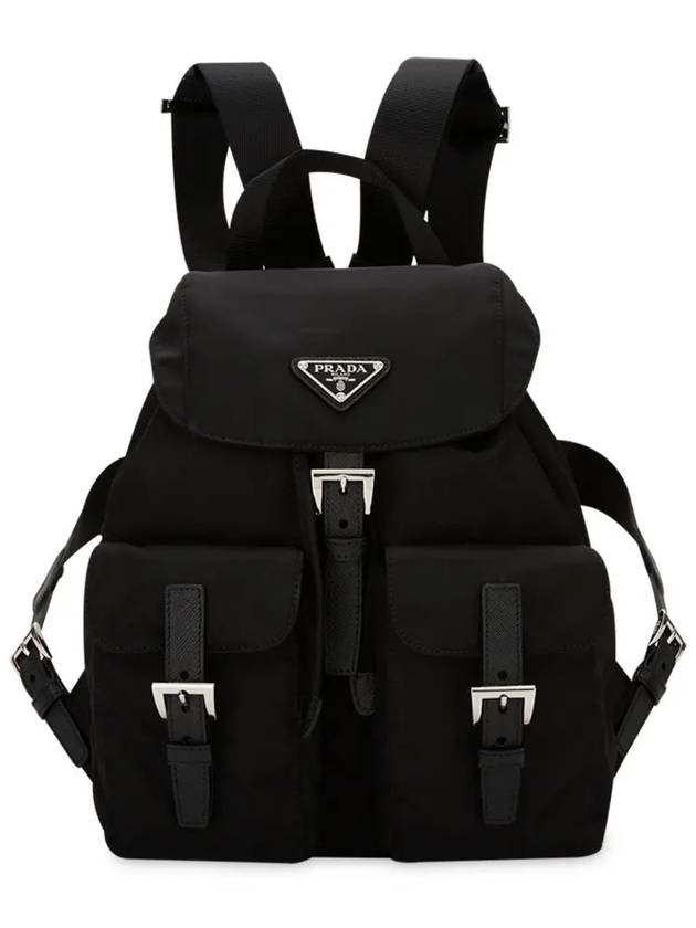 Triangle Logo Re Nylon Small Backpack Black - PRADA - BALAAN 4